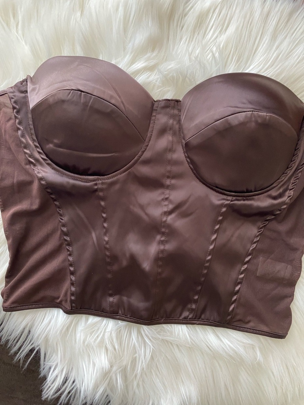 Fashion nice chocolate brown Strapless Longline Bustier/corset